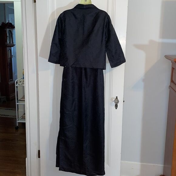 Vtg 60s black brocade 2 Piece dressy jacket & maxi skirt - Picture 8 of 13
